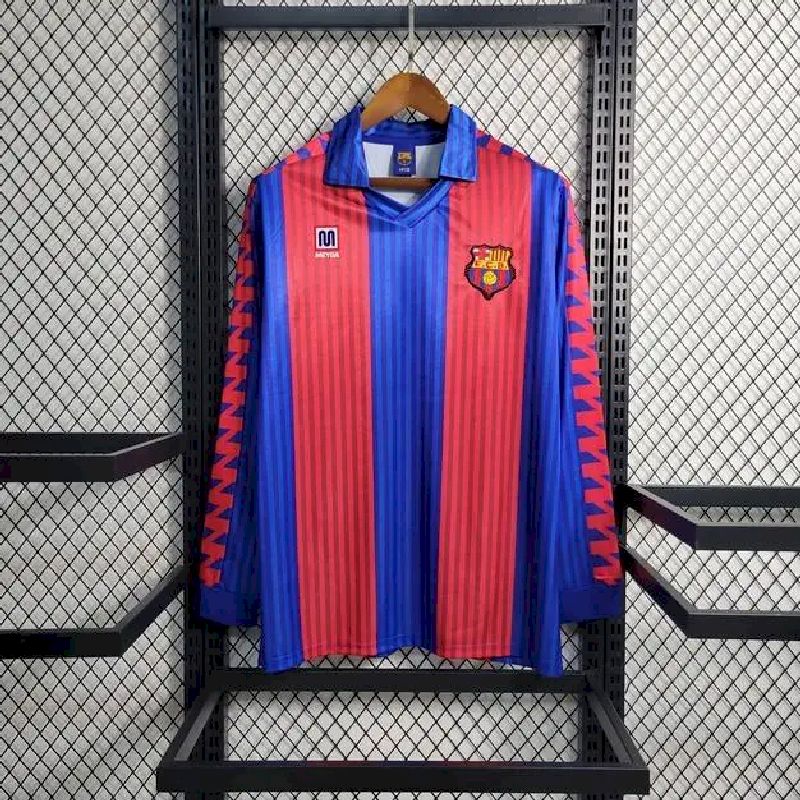 Camisa retrô manga longa do Barcelona 1991/92 Home