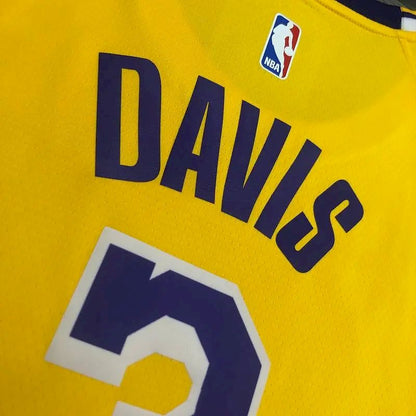 Camisa amarela masculina Anthony Davis versão jogador – Edição clássica retrô