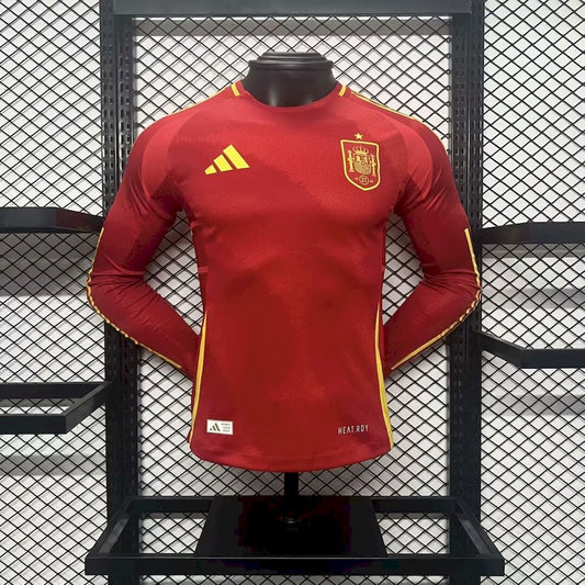 Men's Spain 2024/25 Home Long Sleeve Jersey Player Version