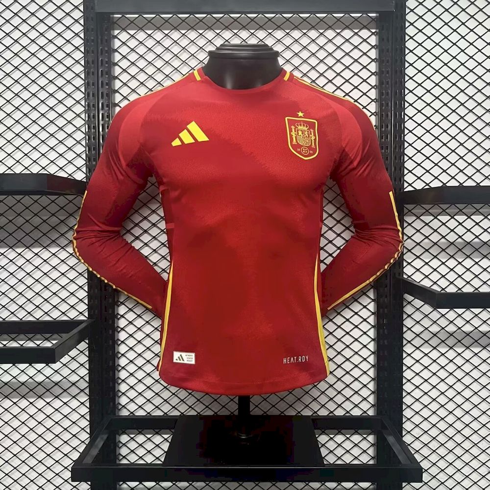 Men's Spain 2024/25 Home Long Sleeve Jersey Player Version
