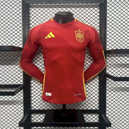 Men's Spain 2024/25 Home Long Sleeve Jersey Player Version