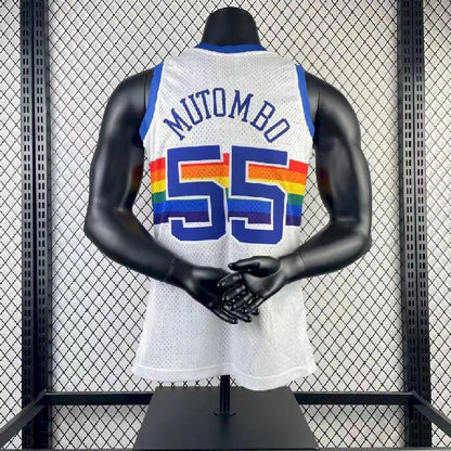 Camisa retrô masculina M&amp;N 1991/1992 Dikembe Mutombo branca