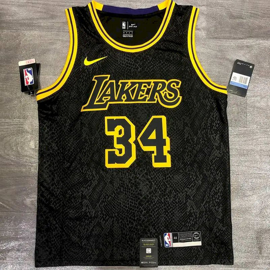 Camisa masculina Shaquille O'Neal Black Mamba versão jogador