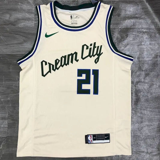 Men’s Jrue Holiday 2020-21 White Swingman Jersey – City Edition