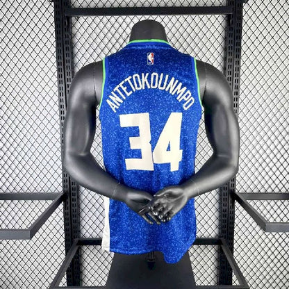 Camisa Azul Masculina Giannis Antetokounmpo 2024 – Edição Cidade