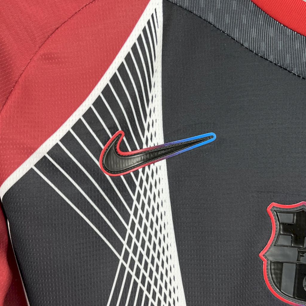 Camisa Barcelona 2025/26 preta e vermelha edição especial (com Liga dos Campeões)