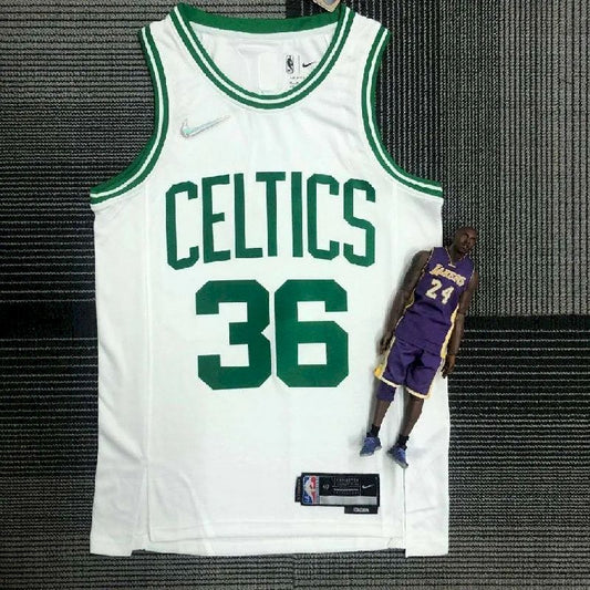 Camisa masculina Marcus Smart branca da equipe – Edição de 75º aniversário