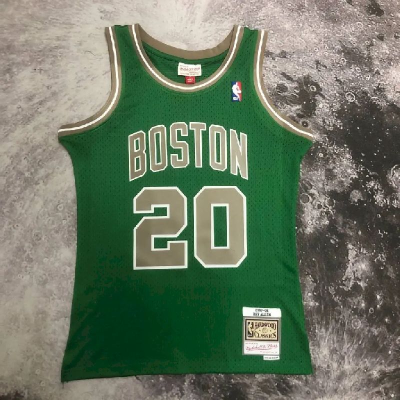 Camisa masculina M&amp;N 2007/08 Ray Allen verde retrô