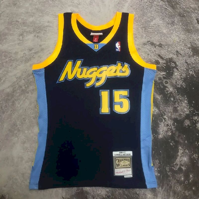 Camisa masculina M&amp;N 2006/2007 Carmelo Anthony azul retrô