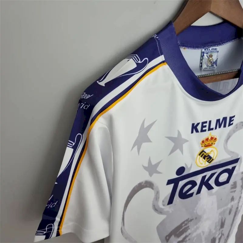 Camisa retrô comemorativa dos 7 Campeões da Liga dos Campeões do Real Madrid 1997/98