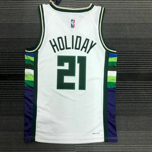 Men’s Jrue Holiday White Team Jersey – 75th Anniversary City Edition