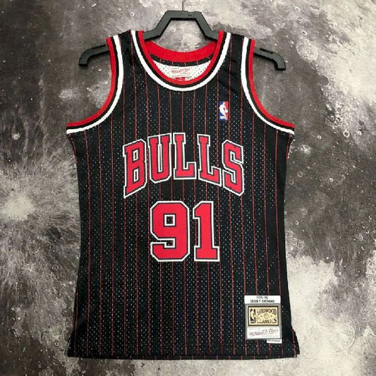 Camisa masculina M&amp;N 1996 Dennis Rodman preta retrô