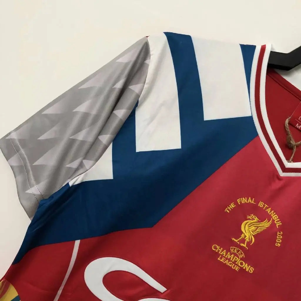 Camisa retrô comemorativa da final de Istambul do Liverpool 2005