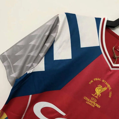 Camisa retrô comemorativa da final de Istambul do Liverpool 2005