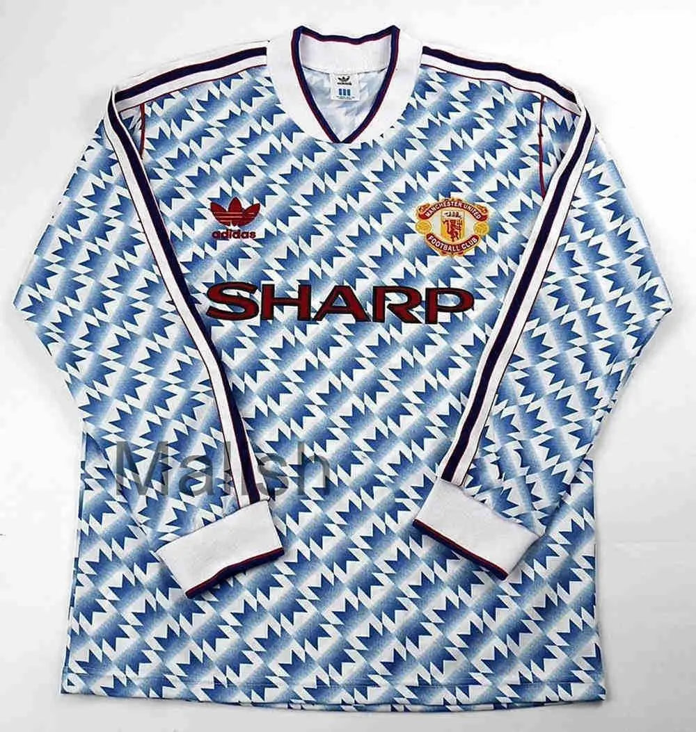 Camisa retrô de mangas compridas reserva do Manchester United 1990/92