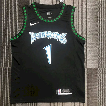 Camisa preta masculina Anthony Edwards Swingman – Edição Clássica