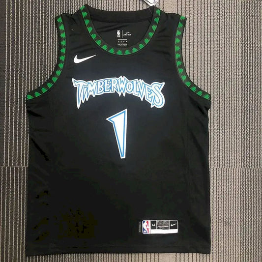 Camisa preta masculina Anthony Edwards Swingman – Edição Clássica