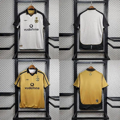 Camisa reversível do Manchester United Centenary 2001/02, reserva e terceira camisa retrô