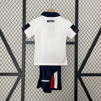Camisa e shorts retrô infantil da Inglaterra 1998