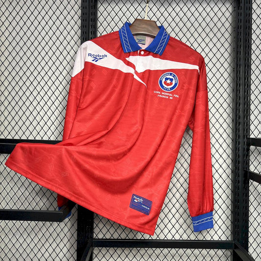Camisa retrô de mangas compridas do Chile 1998 Home