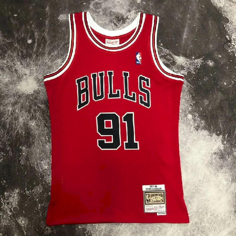 Camisa masculina M&amp;N 1998 Dennis Rodman vermelha retrô