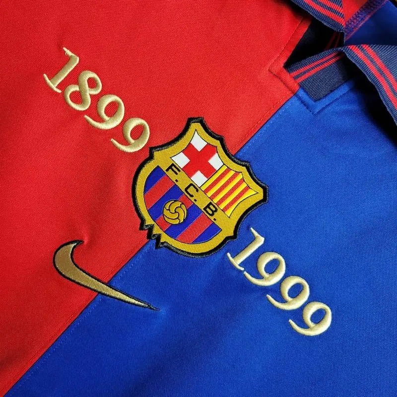 Camisa retrô de mangas compridas do Barcelona 1899/1999, edição 100º aniversário