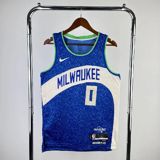 Men’s 2024 Damian Lillard Blue Team Jersey – City Edition