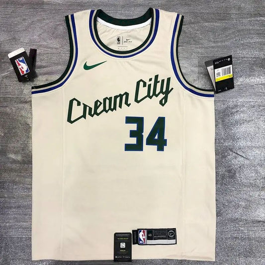 Men’s Giannis Antetokounmpo 2020-21 White Swingman Jersey – City Edition