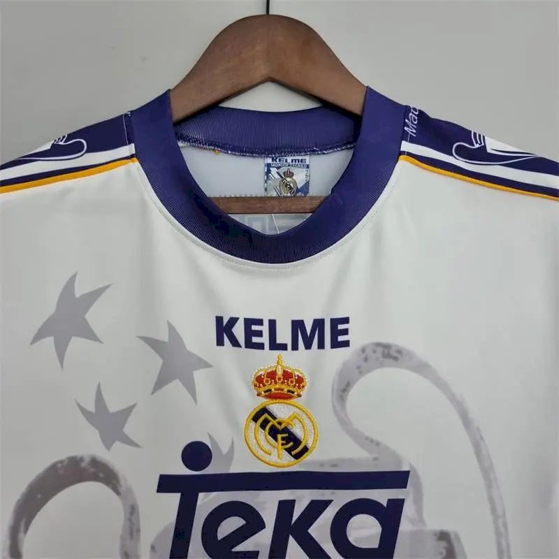 Camisa retrô comemorativa dos 7 Campeões da Liga dos Campeões do Real Madrid 1997/98