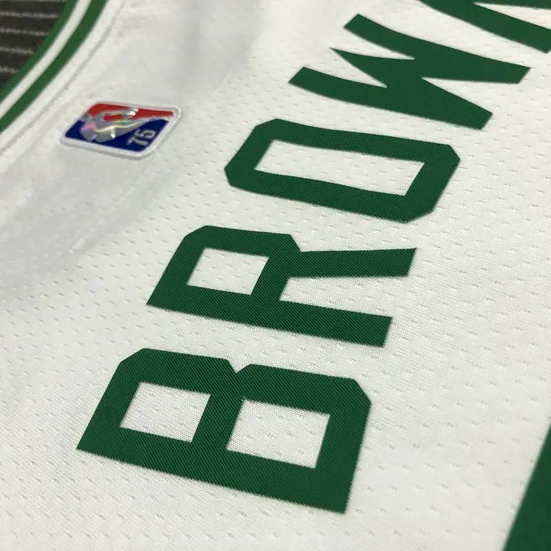 Men’s Jaylen Brown White Team Jersey – 75th Anniversary Edition