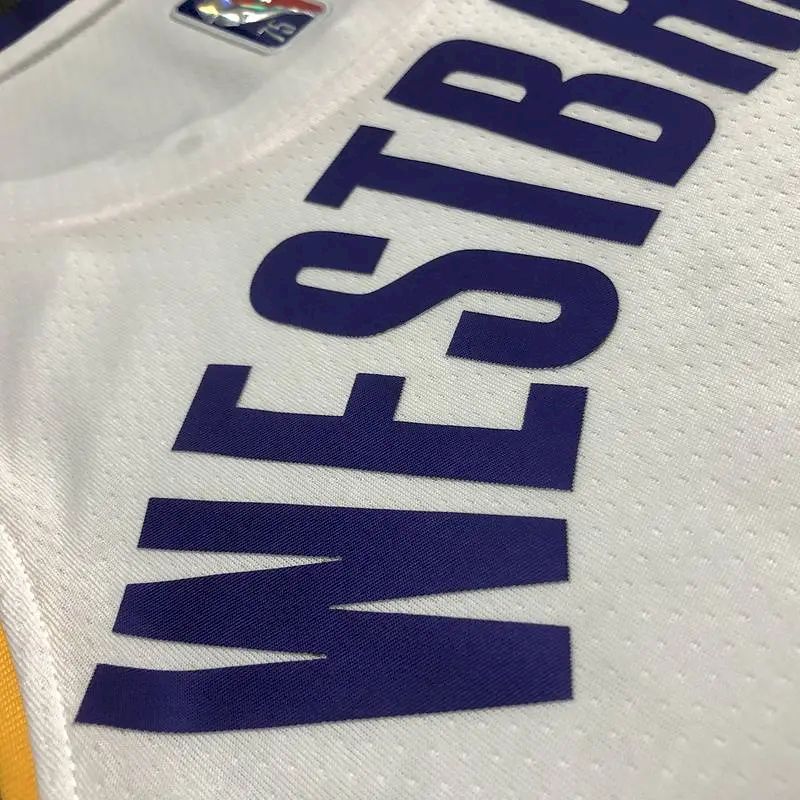 Camisa masculina Russell Westbrook branca – Edição de 75º aniversário