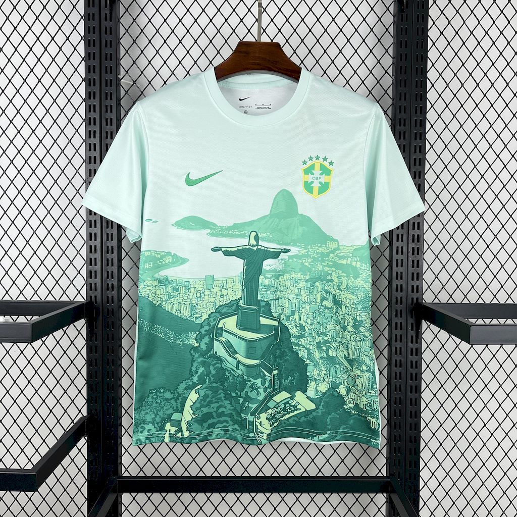 Brazil 2025/26 Green And White Jersey