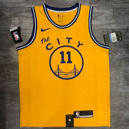Camisa amarela masculina Klay Thompson versão jogador – The City Classic Edition