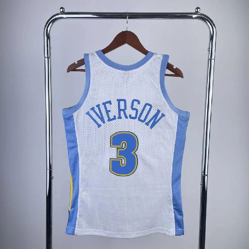 Camisa masculina M&amp;N Allen Iverson 2006/2007 branca retrô