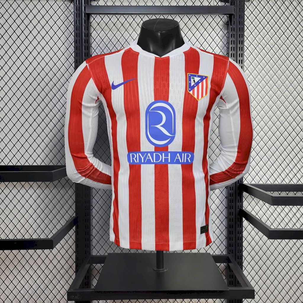 Atlético Madrid 2025/26 Home Long Sleeves Jersey Player Version