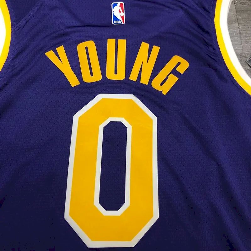 Camisa masculina Nick Young roxa versão jogador – edição clássica retrô