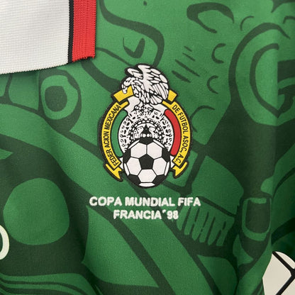 Camisa e shorts retrô infantil da seleção do México 1998