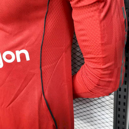 Men's Manchester United 2025/26 Home Long Sleeves Jersey Player Version