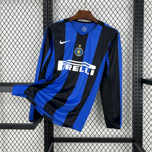 Camisa retrô de mangas compridas Inter de Milão 2004/05 Home