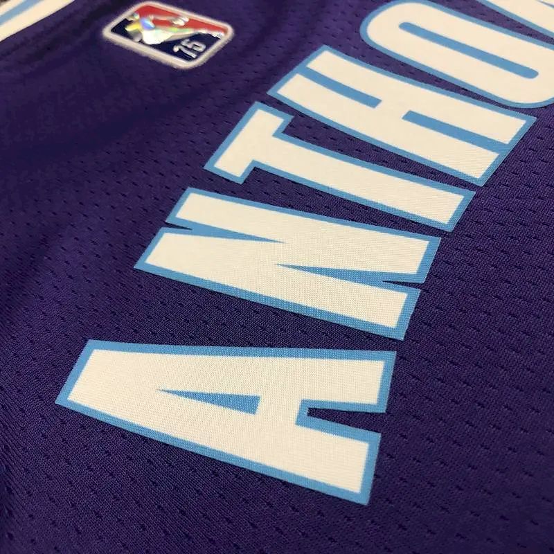 Camisa masculina Carmelo Anthony roxa – Edição City do 75º aniversário