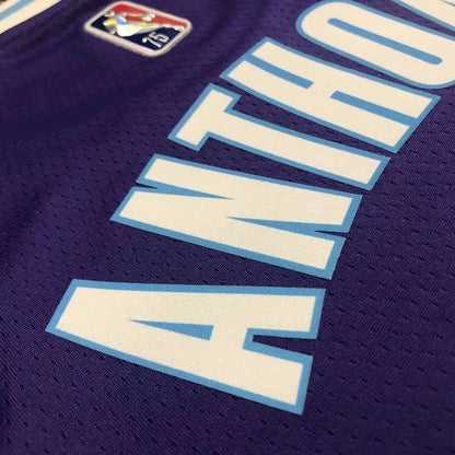 Camisa masculina Carmelo Anthony roxa – Edição City do 75º aniversário