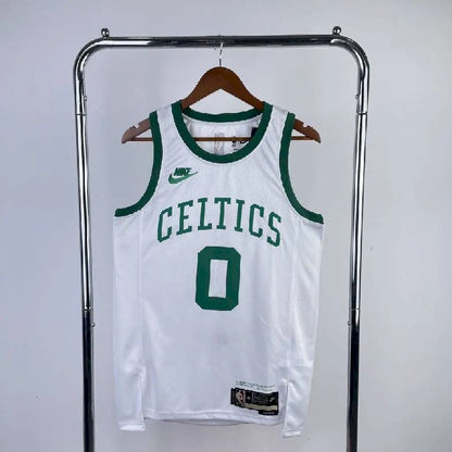 Camisa masculina Jayson Tatum branca retrô – edição de 75º aniversário