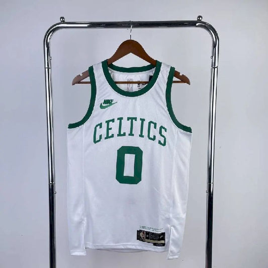 Camisa masculina Jayson Tatum branca retrô – edição de 75º aniversário
