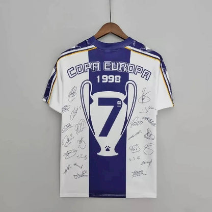 Camisa retrô autografada do Real Madrid, campeão da UCL de 1998