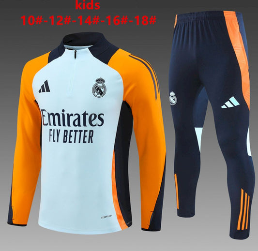 Suéter e calça infantil com zíper médio do Real Madrid 2024/25 14001