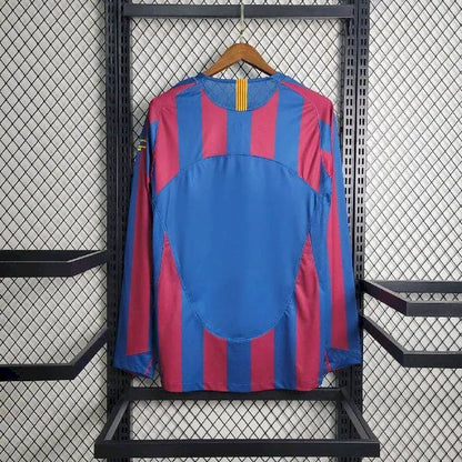 Camisa retrô de mangas compridas do Barcelona 2005/06 Home UCL Edition