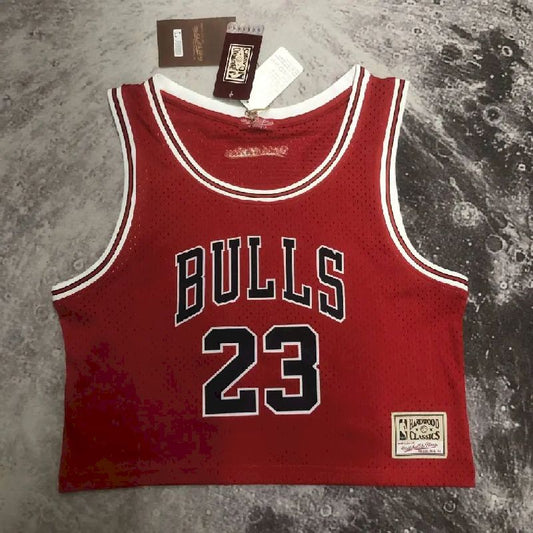 Camisa feminina M&amp;N Michael Jordan vermelha retrô