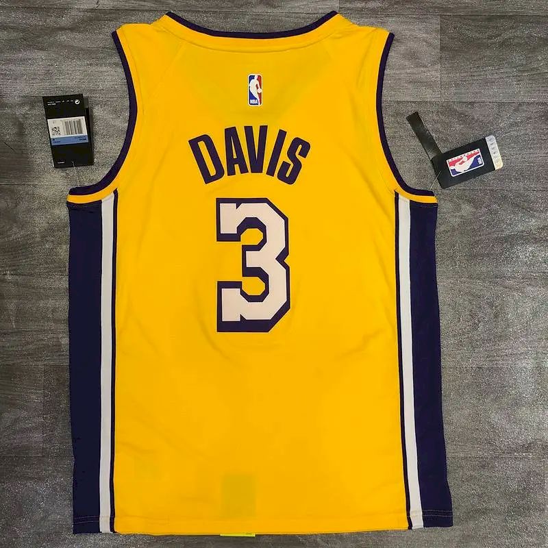 Camisa amarela masculina Anthony Davis versão jogador – Edição clássica retrô