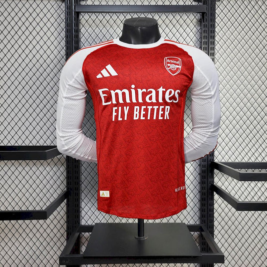 Men's Arsenal 2025/26 Home Long Sleeves Jersey Player Version