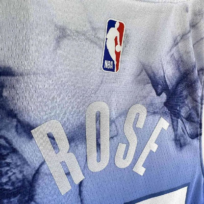 Camisa azul Derrick Rose masculina 2024 – Edição City